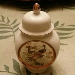 Chokin Vase with Lid. 24K Gold Edged.